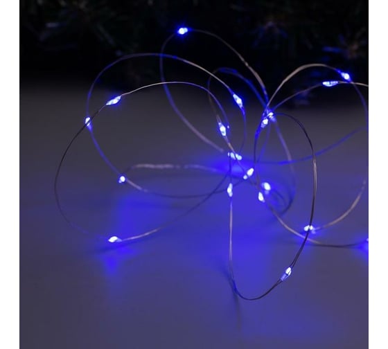 Гирлянда-нить Luazon ROSA, IP20, 2 м, Н.С. LED-20-6V, 2хCR2032, фиксинг, синий 5198299