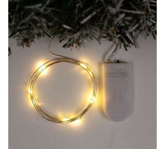 Гирлянда-нить Luazon ROSA, IP20, 1 м, Н.С. LED-10-6V, 2хCR2032, фиксинг, теплый белый 5198290