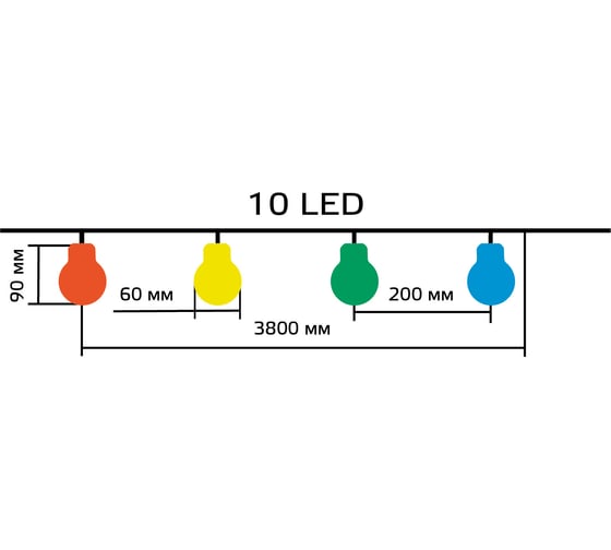 Садовая гирлянда Gauss на солнечной батарее 10 LED ламп, мультицвет Solar, GS035