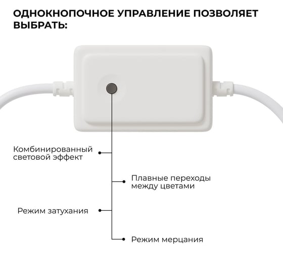 Контроллер Apeyron RGB, 220В, 500Вт, однокнопочный, для 17-49 неона smd 5050, 80 д/м, 10x18мм / 04-1 04-190