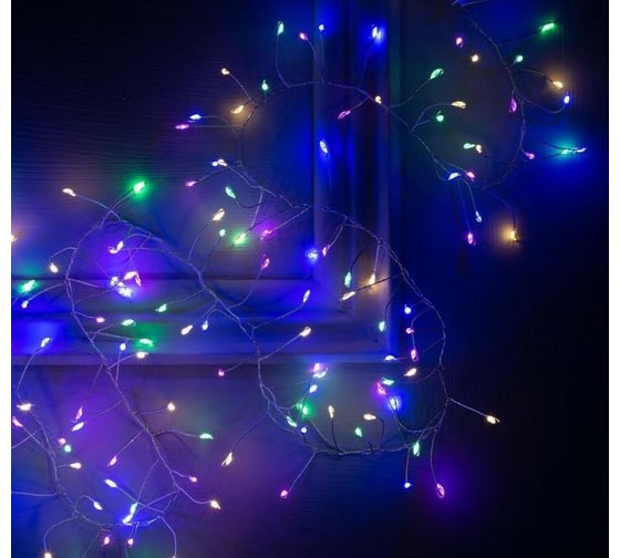 Гирлянда-нить Luazon ROSA Мишура, IP20, 2 м, Н.С. LED-200-12V, БП в комплекте, фиксинг, мультиколор 5198407