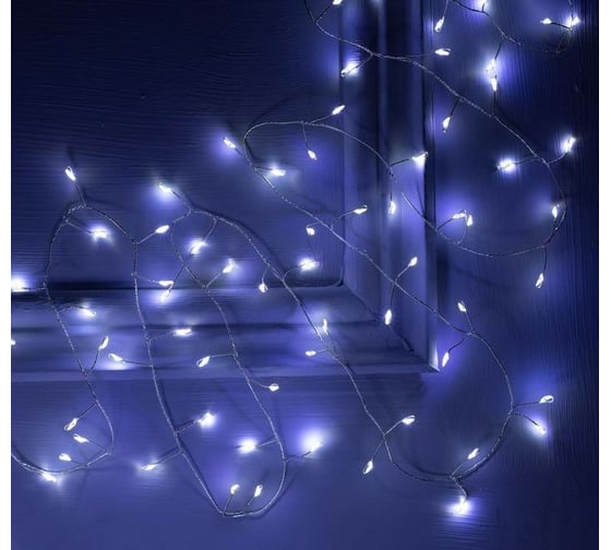 Гирлянда-нить Luazon ROSA Мишура, IP20, 5 м, Н.С. LED-200-12V, БП в комплекте, фиксинг, белый 5198393