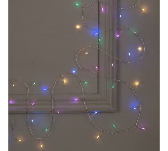 Гирлянда-нить Luazon ROSA Мишура, IP20, 10 м, Н.С. LED-200-12V, БП в комплекте, фиксинг, мультиколор 5198389