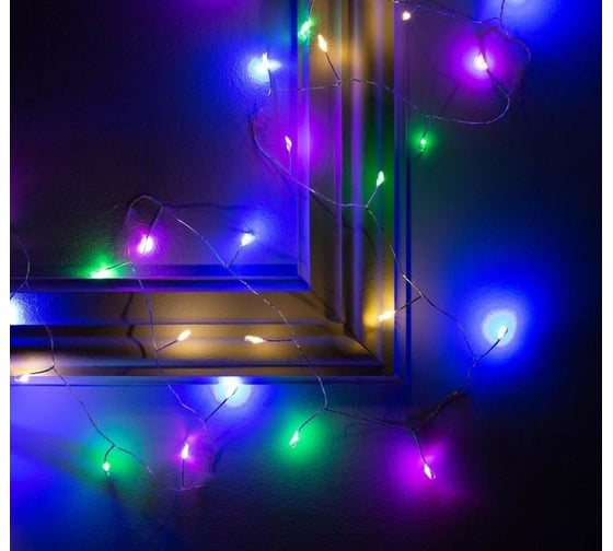 Гирлянда-нить Luazon ROSA Мишура, IP20, 5 м, Н.С. LED-100-5V, USB, фиксинг, мультиколор 5198383 1