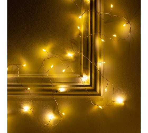 Гирлянда-нить Luazon ROSA Мишура, IP20, 5 м, Н.С. LED-100-4.5V, 3хАА, 2 режима, теплый белый 5198382