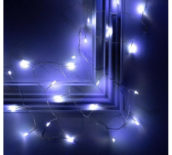 Гирлянда-нить Luazon ROSA Мишура, IP20, 5 м, Н.С. LED-100-4.5V, 3хАА, 2 режима, белый 5198381