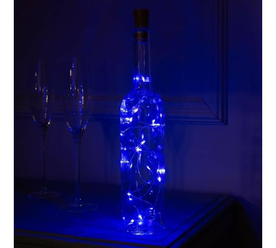Гирлянда-нить Luazon ROSA Пробка, IP20, 2 м, Н.С. LED-20-4.5V, 3хLR44, фиксинг, синий 2433903