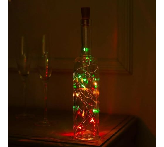 Гирлянда-нить Luazon ROSA Пробка, IP20, 2 м, Н.С. LED-20-4.5V, 3хLR44, фиксинг, мультиколор 5189858