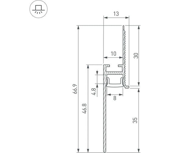 Профиль Arlight PLINTUS-FANTOM-BENT-H35-SIDE-2000 BLACK 2м 043676(1)