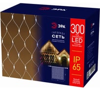 Светодиодная новогодняя гирлянда ЭРА ERAPS-SKW1 сеть, 300 LED, 2х3 м, теплый белый свет, белый каучук Б0051896