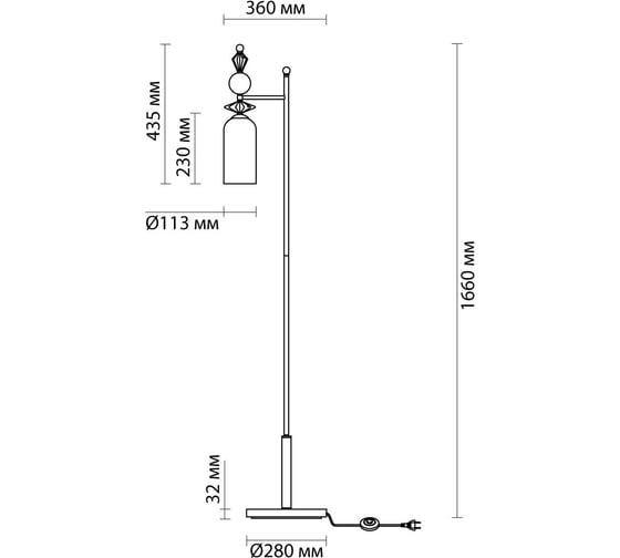 Торшер ODEON LIGHT стекло E14 1*40W BIZET 4855/1F