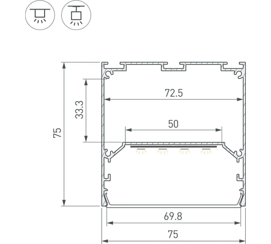 Профиль Arlight LINE-M-7575-2000 ANOD 2м 056347