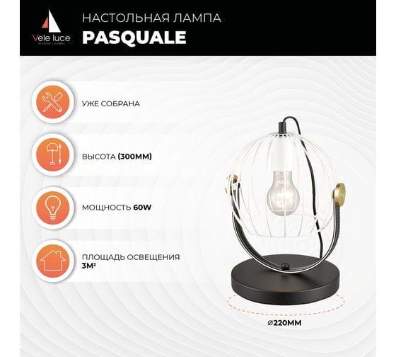 Настольная декоративная лампа Vele Luce Pasquale VL6251N01