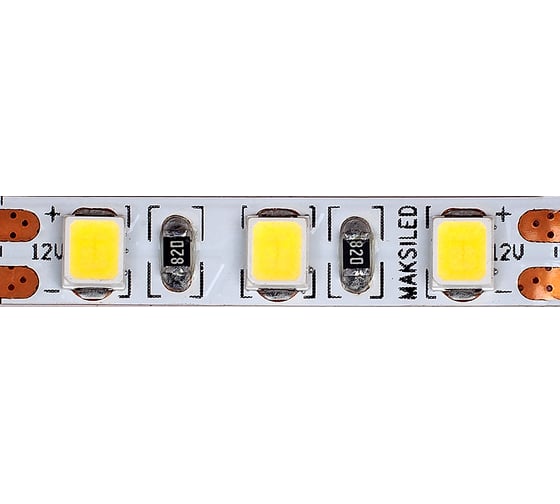 Светодиодная лента MAKSILED, 12В, 9.6Вт/м, 120 д/м, IP20, 5м, ML-R120-2835-CW-LPN-S
