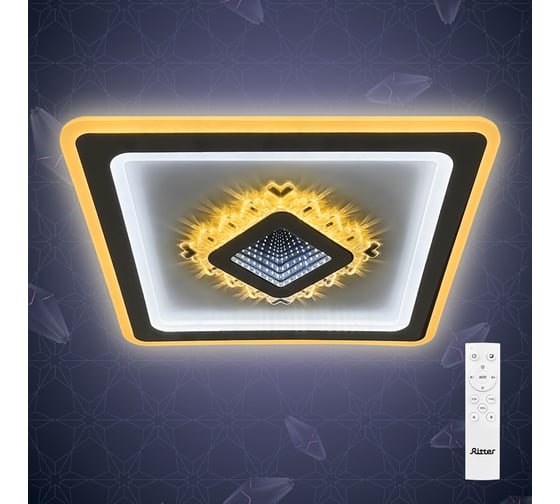 Светодиодная диммируемая люстра RITTER с ДУ CRYSTAL 3D 120Вт, 3000К+6000K/4200К/6000К+3000K, 7920Лм, 470x50мм 52367 3