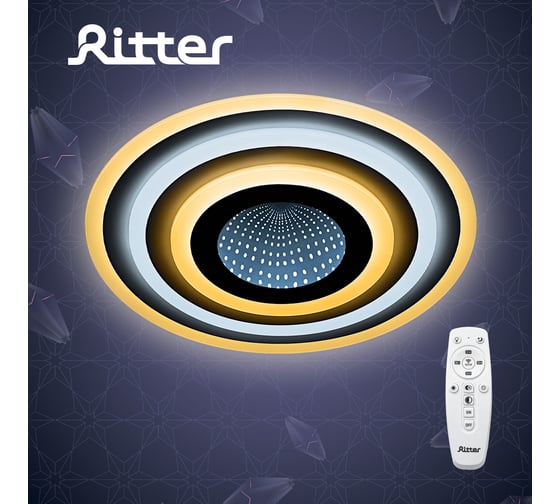 Светодиодная диммируемая люстра RITTER с ДУ LUCERA 3D 100Вт, 2700К+6400/K4200К/6400К+2700K, 7100Лм, 480x60мм 52034 4