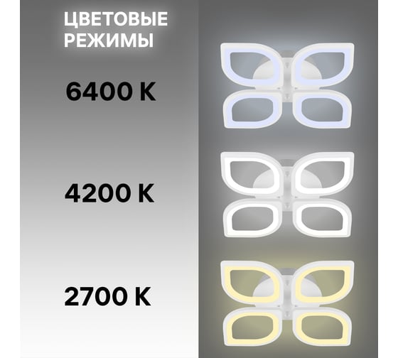 Светодиодная диммируемая люстра RITTER с ДУ VEROLI 78Вт, 2700К/4200К/6400К, 5100Лм, 370x80мм 52030 6