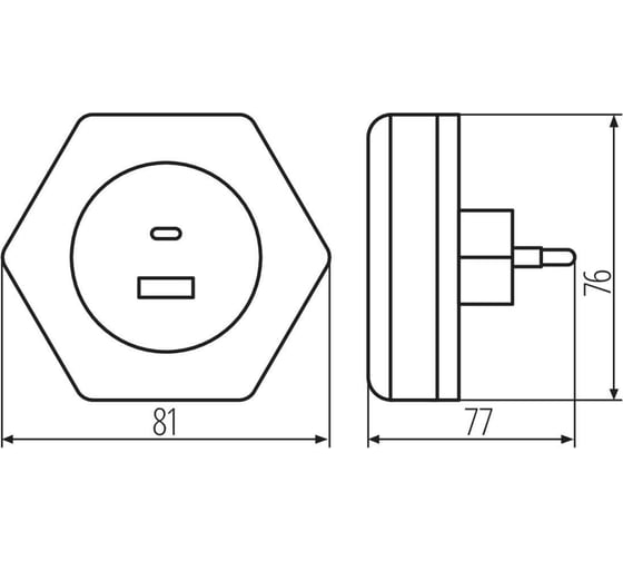 Ночник светильник в розетку KANLUX BOLA LED 2xUSB WW W 37397