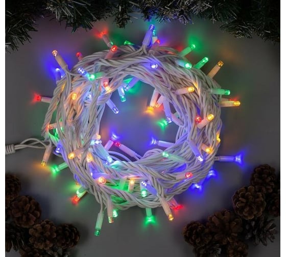 Гирлянда-нить Luazon PRO, IP65, УМС-3W, 10 м, Н.Б. Каучук LED-100-220V, БП, фиксинг, мультиколор 4170590 1