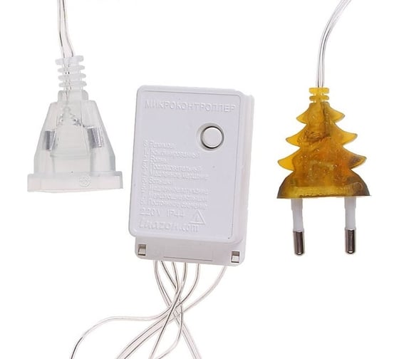 Занавес Luazon ECO IP20, УМС вилка, 2х3 м, Н.С. LED-720-220V, 8 режимов, желтый 1080475