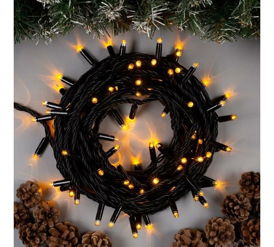 Гирлянда-нить Luazon PRO, IP65, УМС, 10 м, Н.Т. 3W LED-100-220V, желтый 3584120