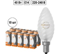 Лампа накаливания TDM ELECTRIC 10шт/упаковка "Витая свеча" матовая 40 Вт-230 В-Е14 SQ0332-0021