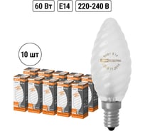Лампа накаливания TDM ELECTRIC 10шт/упаковка "Витая свеча" матовая 60 Вт-230 В-Е14 SQ0332-0022