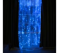 Занавес Luazon 2.8х3 м, USB, роса, на крючках для штор, с пультом, LED-300-5V, синий 6074028