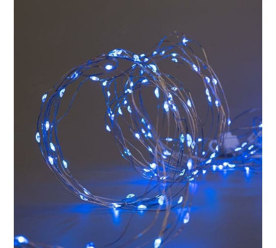 Занавес Luazon 2.8х3 м, USB, роса, на крючках для штор, с пультом, LED-300-5V, синий 6074028