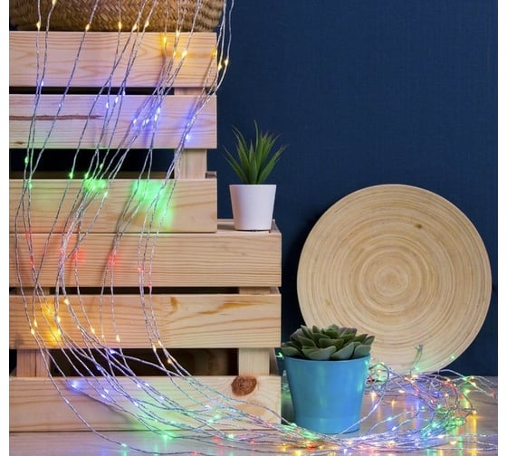 Гирлянда-нить Luazon ROSA Хвост, IP20, 2 м, 15 нитей, LED-300-6V-220V, БП в комплекте, мультиколор 3659176