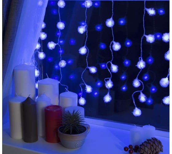 Занавес Luazon DECOR Ежики IP20, УМС вилка, 2х1.5 м, Н.С. LED-360-220V, 8 режимов, синий 2361725