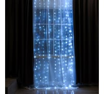 Занавес Luazon 2.8х3 м, USB, роса, на крючках для штор, LED-300-5V, мерцает, белый 6074031