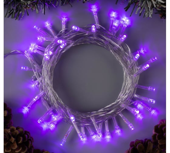 Гирлянда-нить Luazon ECO, IP20, 5 м, Н.С. LED-50-220V, 8 режимов, фиолетовый 3556759 1