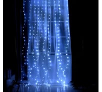 Занавес Luazon 2.8х3 м, USB, роса, на крючках для штор, с пультом, LED-300-5V, белый 4814716