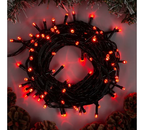 Гирлянда-нить Luazon ECO, IP20, 10 м, Н.Т. LED-100-220V, 8 режимов, красный 3556794