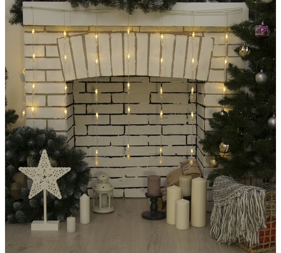 Занавес Luazon DECOR Капли IP20, УМС вилка, 2.5х0.65 м, Н.С. LED-50-220V, 8 режимов, теплый белый 3612412 1