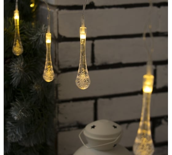 Занавес Luazon DECOR Капли IP20, УМС вилка, 2.5х0.65 м, Н.С. LED-50-220V, 8 режимов, теплый белый 3612412