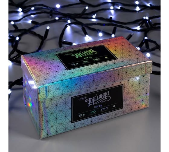 Гирлянда-нить Luazon PRO, IP65, УМС, 10 м, Н.Т. 3W LED-100-220V, мерцание, белый 3584126