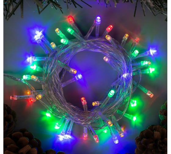 Гирлянда-нить Luazon ECO, IP20, 5 м, Н.С. LED-50-220V, 8 режимов, мультиколор 3556755