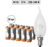 Лампа накаливания TDM ELECTRIC 10шт/упаковка "Свеча на ветру" матовая 40 Вт-230 В-Е14 SQ0332-0023