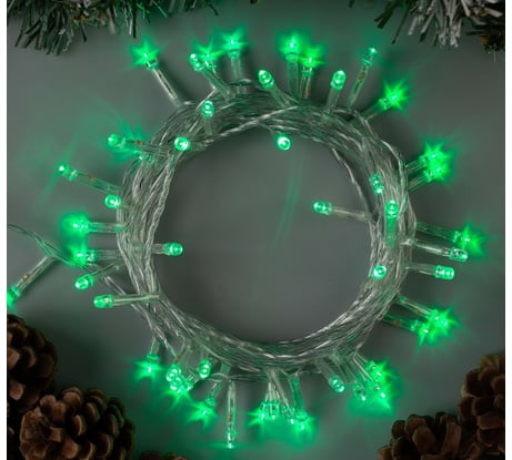 Гирлянда-нить Luazon ECO, IP20, 5 м, Н.С. LED-50-220V, 8 режимов, зеленый 3556761
