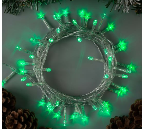 Гирлянда-нить Luazon ECO, IP20, 5 м, Н.С. LED-50-220V, 8 режимов, зеленый 3556761 1