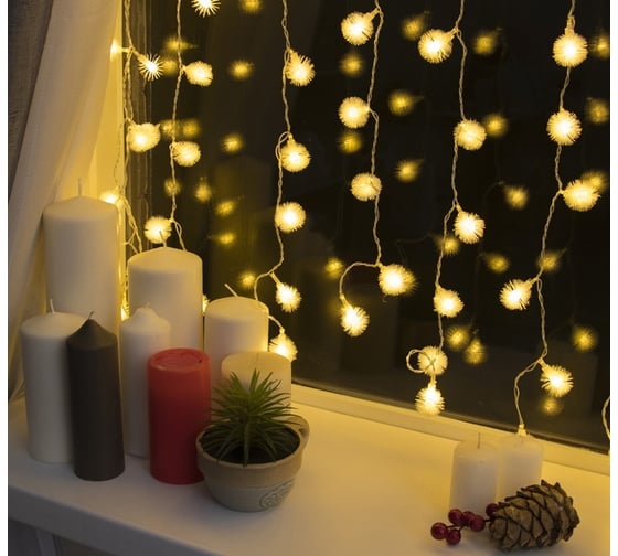 Занавес Luazon DECOR Ежики IP20, УМС вилка, 2х1.5 м, Н.С. LED-360-220V, 8 режимов, теплый белый 236172