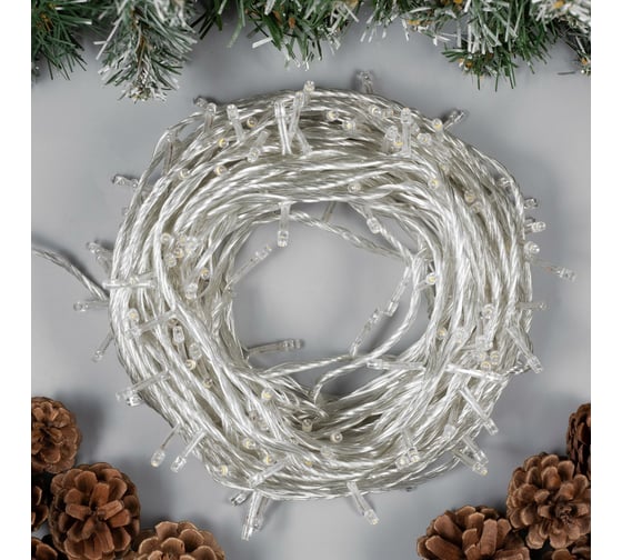 Гирлянда-нить Luazon ECO, IP20, 20 м, Н.С. LED-200-220V, 8 режимов, теплый белый 3556805