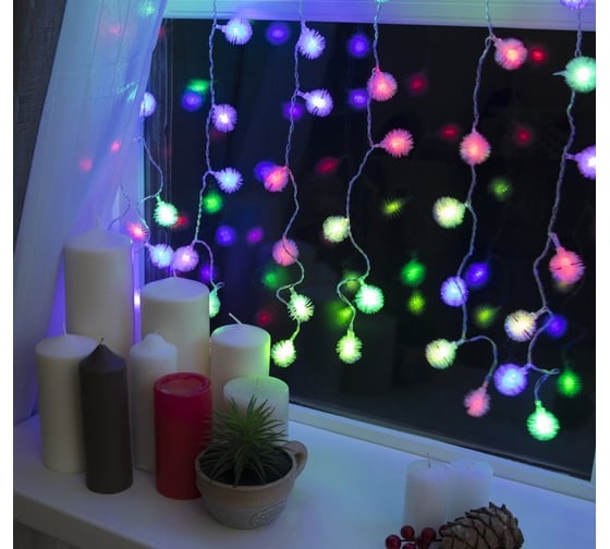 Занавес Luazon DECOR Ежики IP20, УМС вилка, 2х1.5 м, Н.С. LED-360-220V, моргает, RGRB 2361728