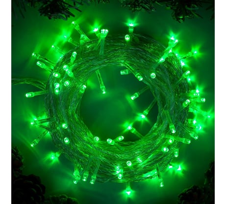 Гирлянда-нить Luazon ECO, IP20, 10 м, Н.С. LED-100-220V, 8 режимов, зеленый 3556785