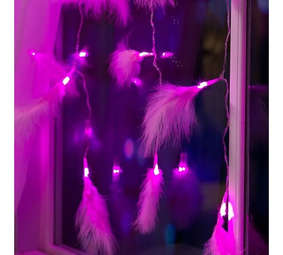 Занавес Luazon DECOR Перья, 3х1.4м, Н.С. LED-80-220V, 8 режимов, розовый 6929897