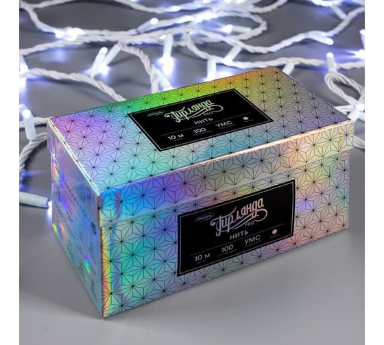 Гирлянда-нить Luazon PRO, IP65, УМС, 10 м, Н.Б. 3W LED-100-220V, мерцание, белый 3584123