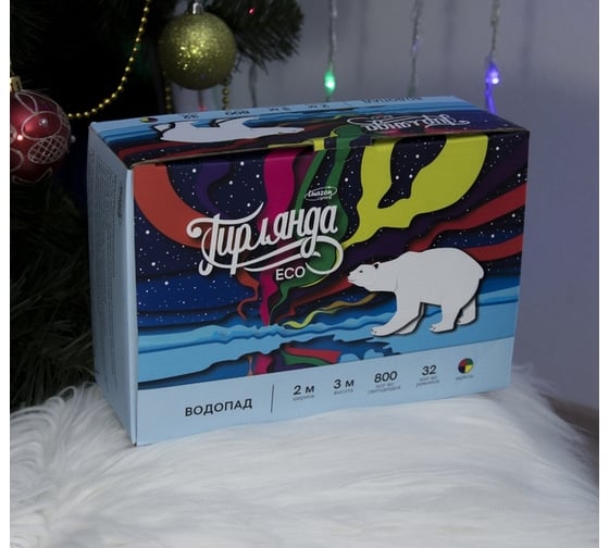 Водопад Luazon 2х3 м, Н.С. LED-800-220V, контроллер 32 режима, мульти 3584292