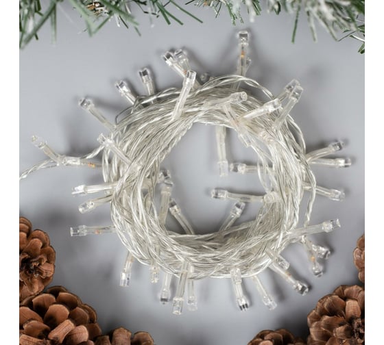 Гирлянда-нить Luazon ECO, IP20, 5 м, Н.С. LED-50-220V, 8 режимов, белый 3556756